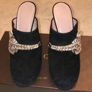 Black suede open toe n heel